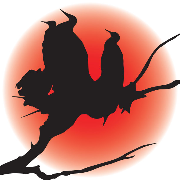 鸟巢中鸟儿的剪影图片下载