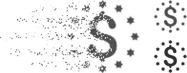 美元溶解像素半色调图标图片下载