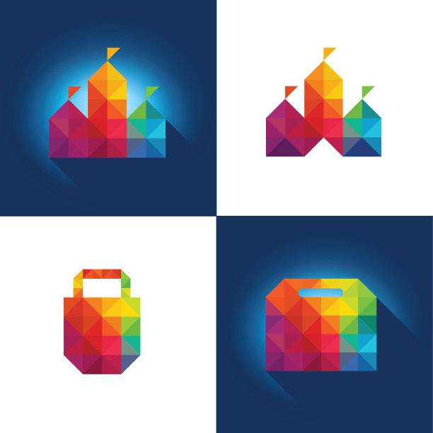 彩色多边形购物概念格式图片下载