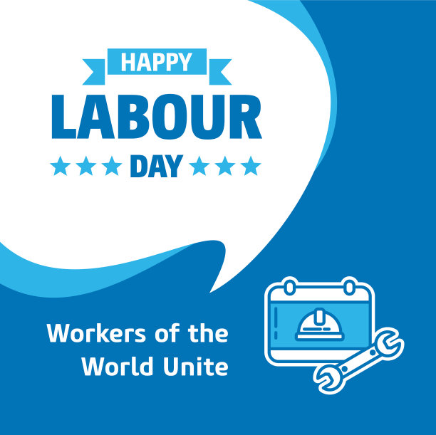 以白色和蓝色为主题的劳动节快乐设计图片下载