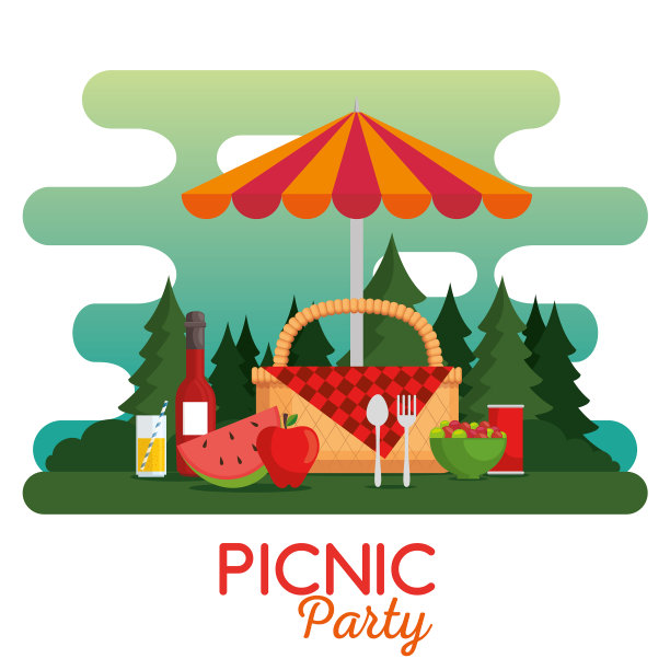 彩色野餐派对海报图片下载