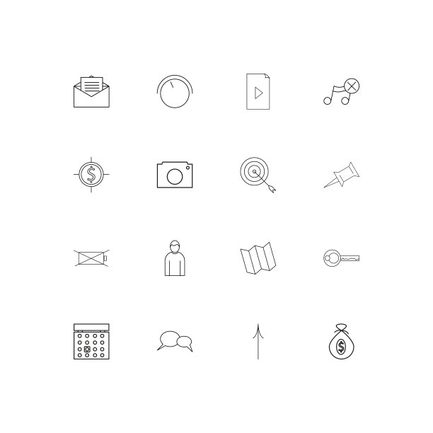 界面线性细图标设置轮廓简单图片下载