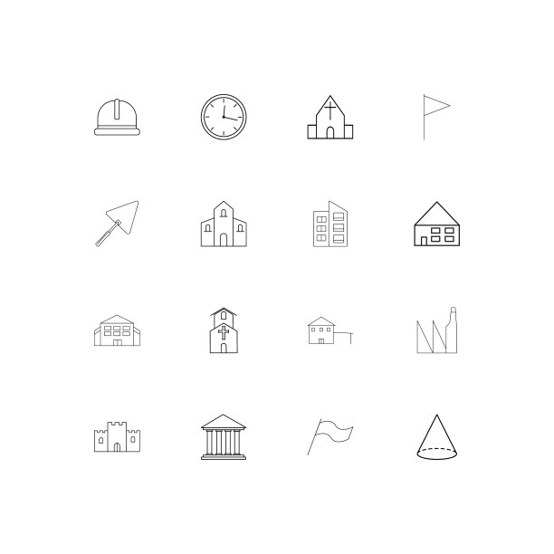 建筑和建筑线性薄图标集图片下载