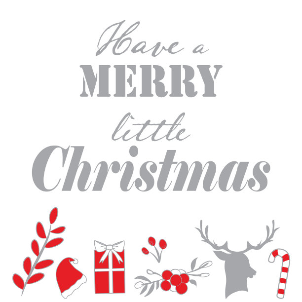 银色和红色的圣诞设计元素和报价图片下载