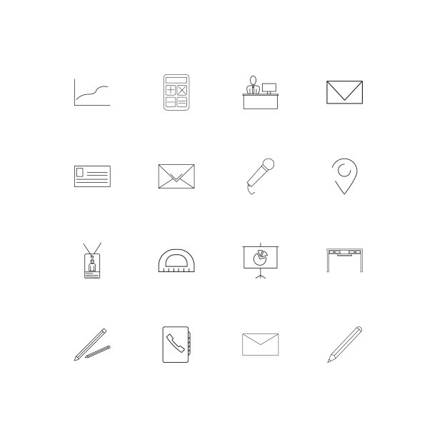 业务和办公室线性瘦图标集图片下载