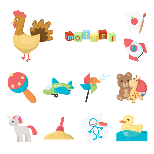 儿童玩具卡通图标集合为图片下载