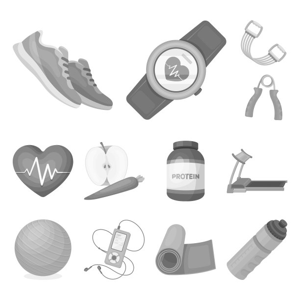 健身房和训练单色图标设置图片下载