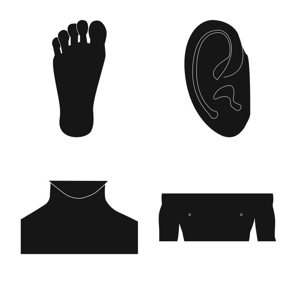 孤立对象的人和部分图标集图片下载