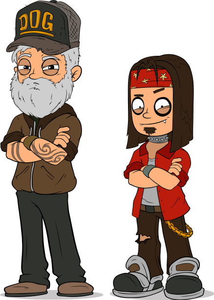 卡通酷摇滚家伙的角色设置图片下载