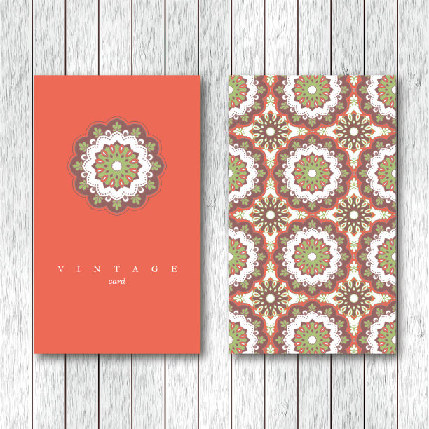 一套两种装饰性的花曼荼罗卡片图片下载
