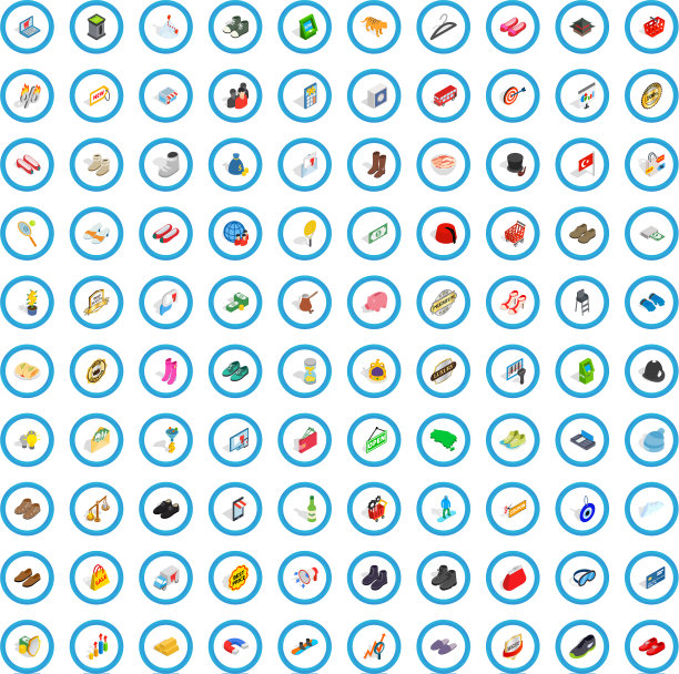 100双鞋图标设置等距3d风格图片下载