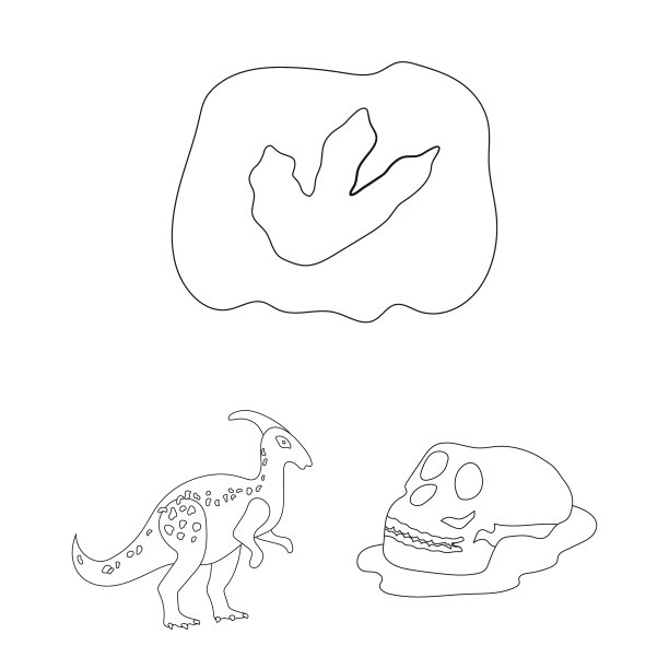 不同的恐龙轮廓图标在集合图片下载