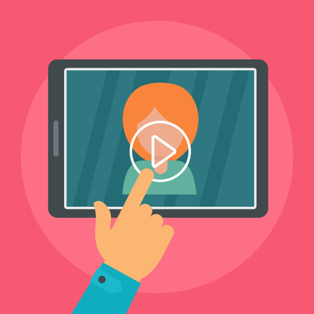 轻按视频播放图标的平面风格图片下载