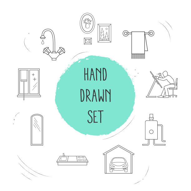 一套带有线条样式的内部图标符号图片下载