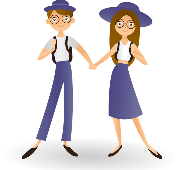 可爱的小学生手牵着手孤立起来图片下载