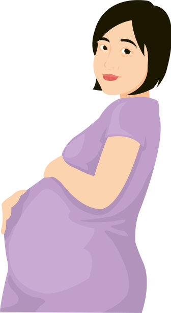 穿着紫色裙子的快乐亚洲孕妇图片下载