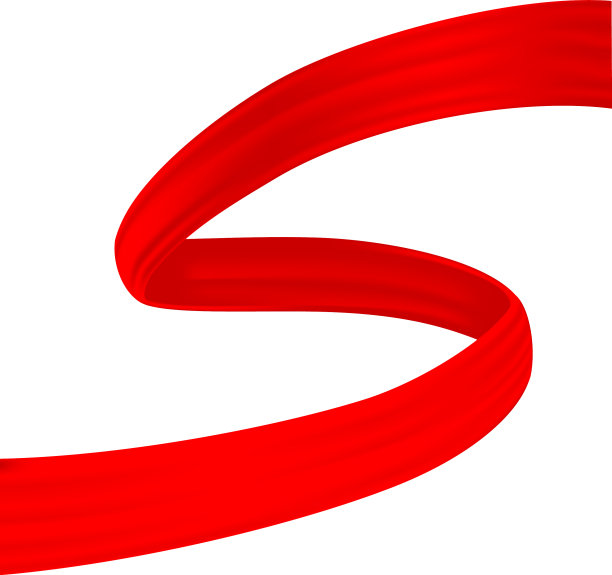 S卷曲的红色纺织缎带图片下载