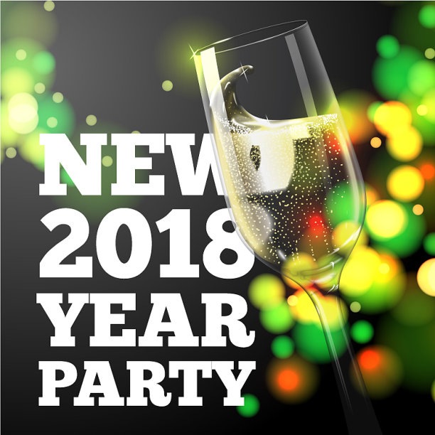 新年横幅香槟酒杯图片下载