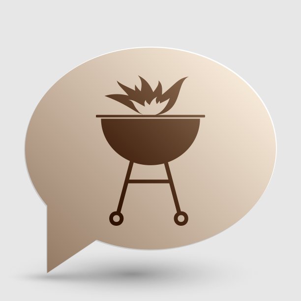 烧烤与火标志棕色渐变图标图片下载