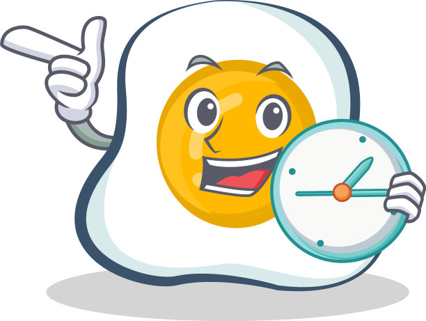 煎蛋人物卡通配时钟图片下载