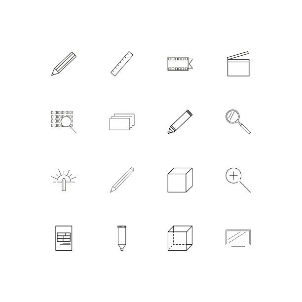 创意过程和设计线性薄图标集图片下载