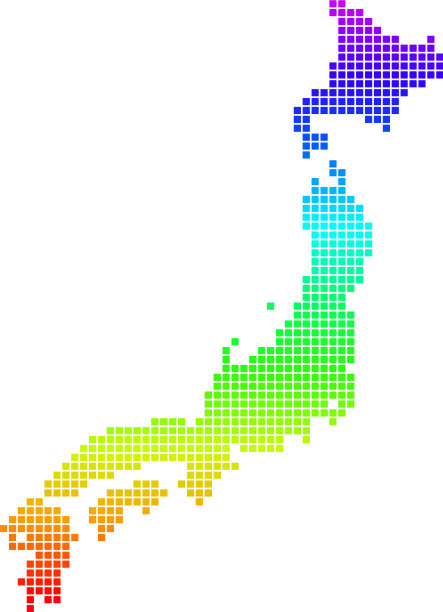 彩色点日本地图图片下载