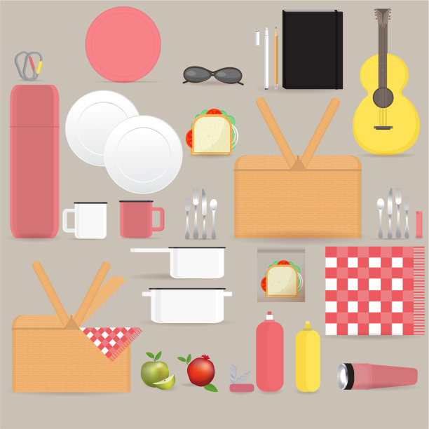 素食野餐套餐，配有野餐篮图片下载