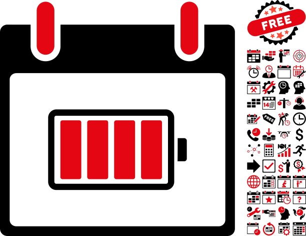 电池日历日平图标与奖金图片下载