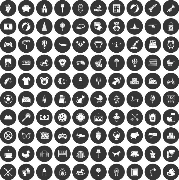 100托儿所图标设置黑色圆圈图片下载