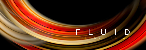 混合颜色波在黑色液体流动形状图片下载