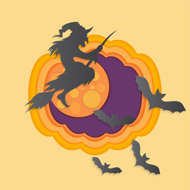 万圣节剪纸与闹鬼和可怕的城堡图片下载