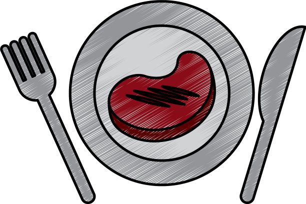 肉牛肉与刀叉孤立图标图片下载