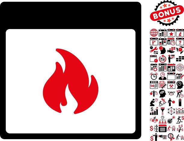 火日历页平面图标与奖金图片下载