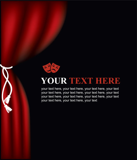 海报上有幕布舞台和面具图片下载