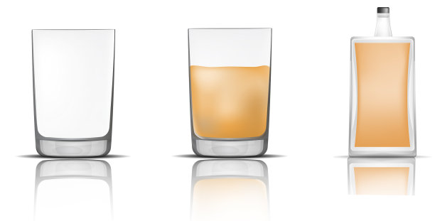 威士忌酒瓶玻璃图标设置现实的风格图片下载