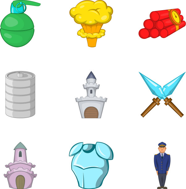 战时图标设置卡通风格图片下载