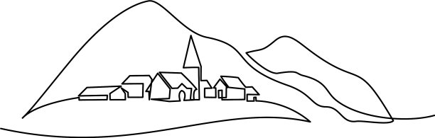 景观与村庄在山上图片下载