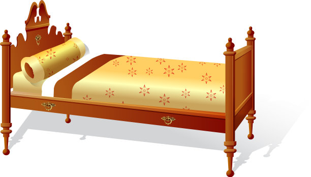 白色背景的旧木床图片下载