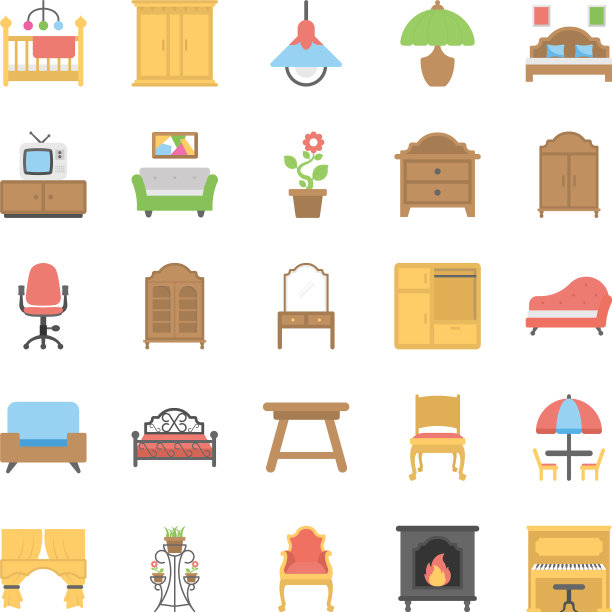家具平面图标套装图片下载
