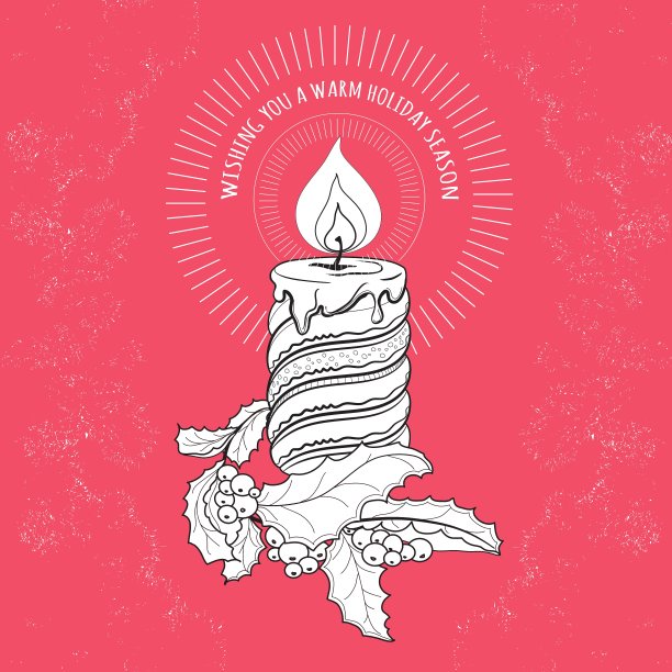 手绘图案与圣诞蜡烛和图片下载