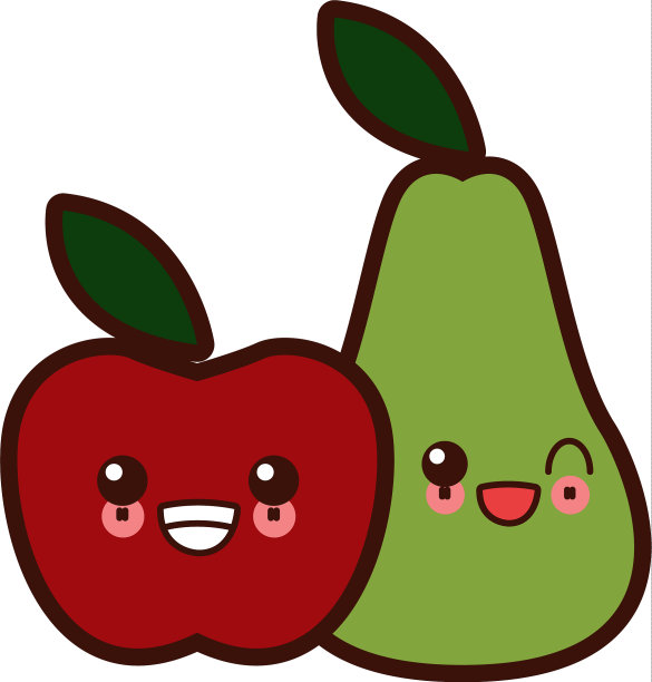 苹果和梨可爱可爱的卡通图片下载