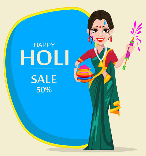 美丽的印度女人拿着有色的壶图片下载