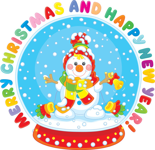 水晶球和一个有趣的雪人图片下载