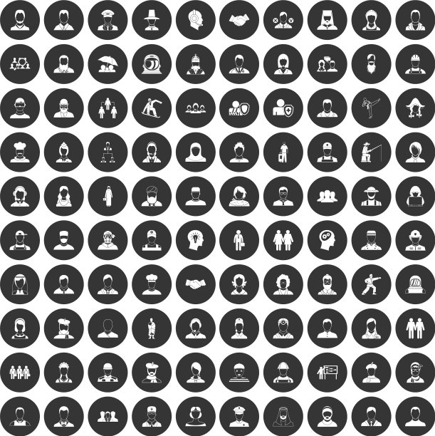 100人图标设置黑色圆圈图片下载