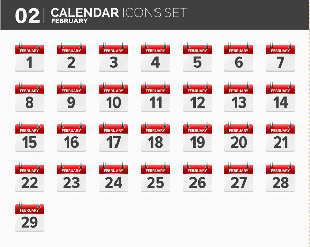 二月日历图标设置2018年的日期和时间图片下载