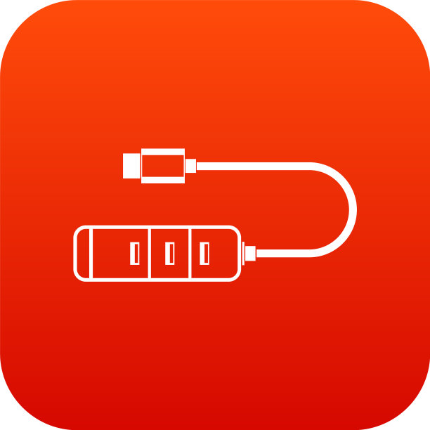 Usb适配器连接器图标数字红色图片下载