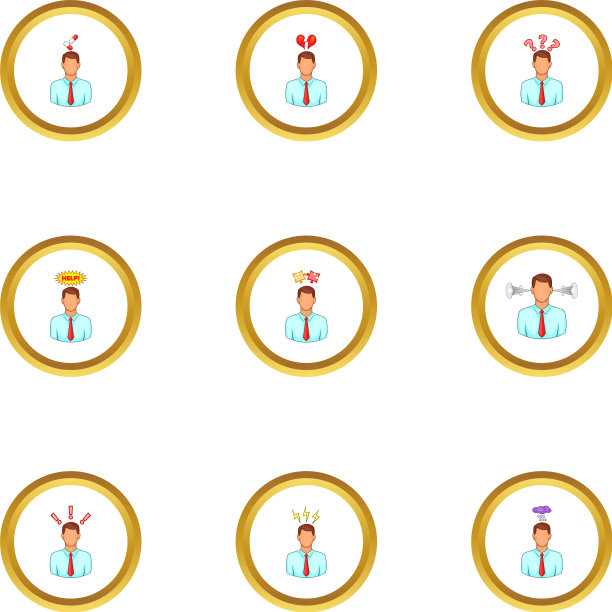 商人与压力情绪图标集图片下载