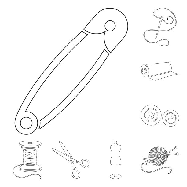 工作室和缝纫轮廓图标集合图片下载