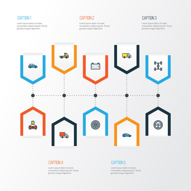 自动彩色轮廓图标集合图片下载