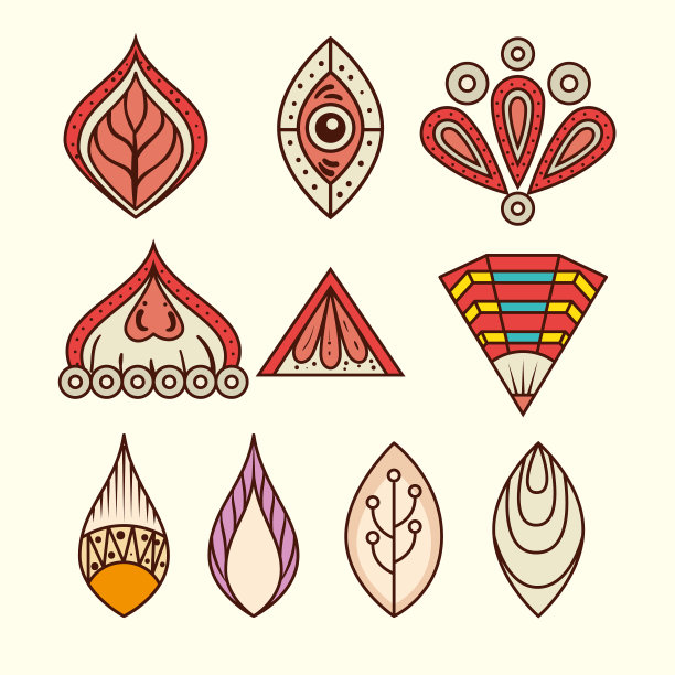 波西米亚风格曼荼罗集图标图片下载